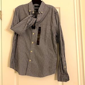 Men’s button down blue and white checkered shirt from banana republic medium